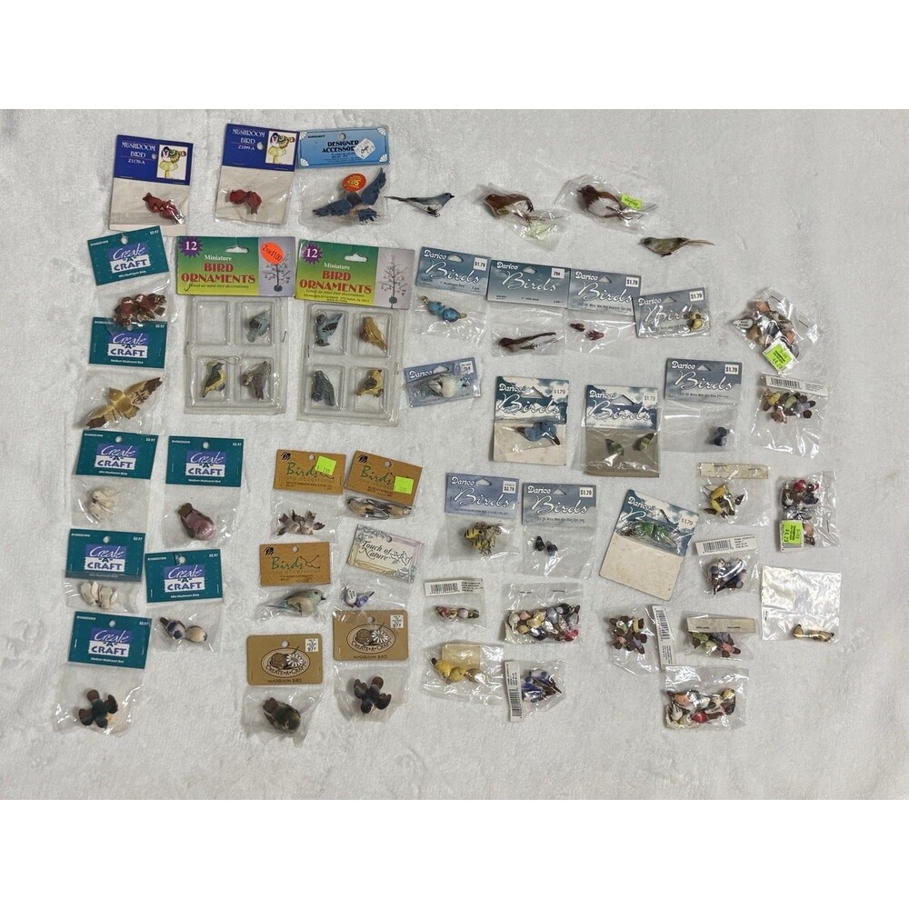 Lot Vintage Packages Dollhouse Miniature Birds Colored Mushroom Darice Mini